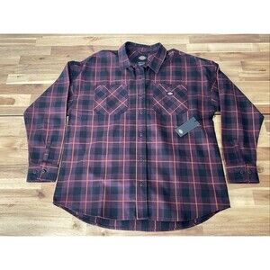 Dickies Bakerhill Oversized Button Up Long Sleeve Plaid Shirt Size Large NWT